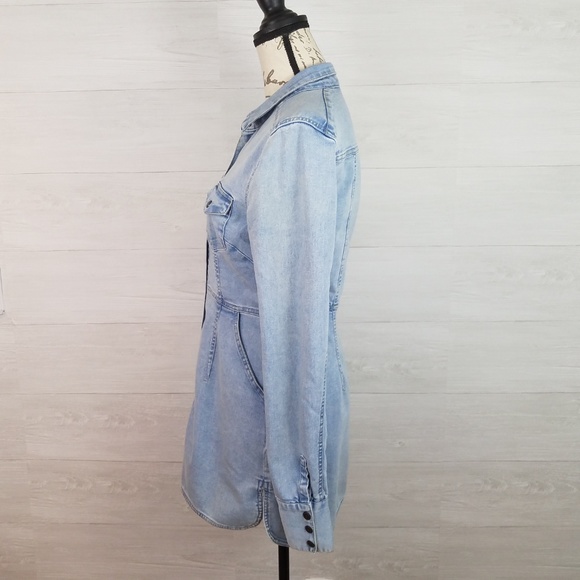 FREE PEOPLE Dynomite Light Denim Mini Dress XS - Picture 3 of 7